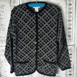 Vtg Tally Ho Geometric Cardigan